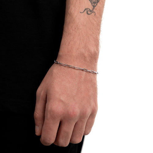 PAPERCLIP BAND GOLD BRACELET 3,50MM 585 WHITE GOLD - IDENTIM®