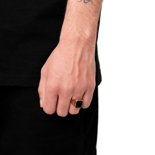 SIGNET RING ONYX OCTAGON 585 GOLD - IDENTIM®