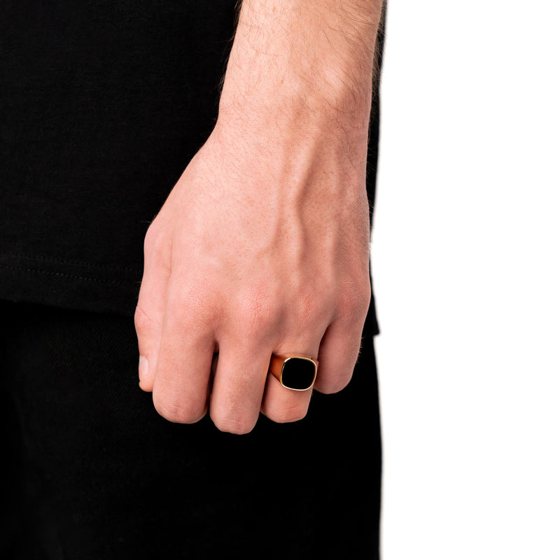 SIGNET RING ONYX SQUARE 585 GOLD