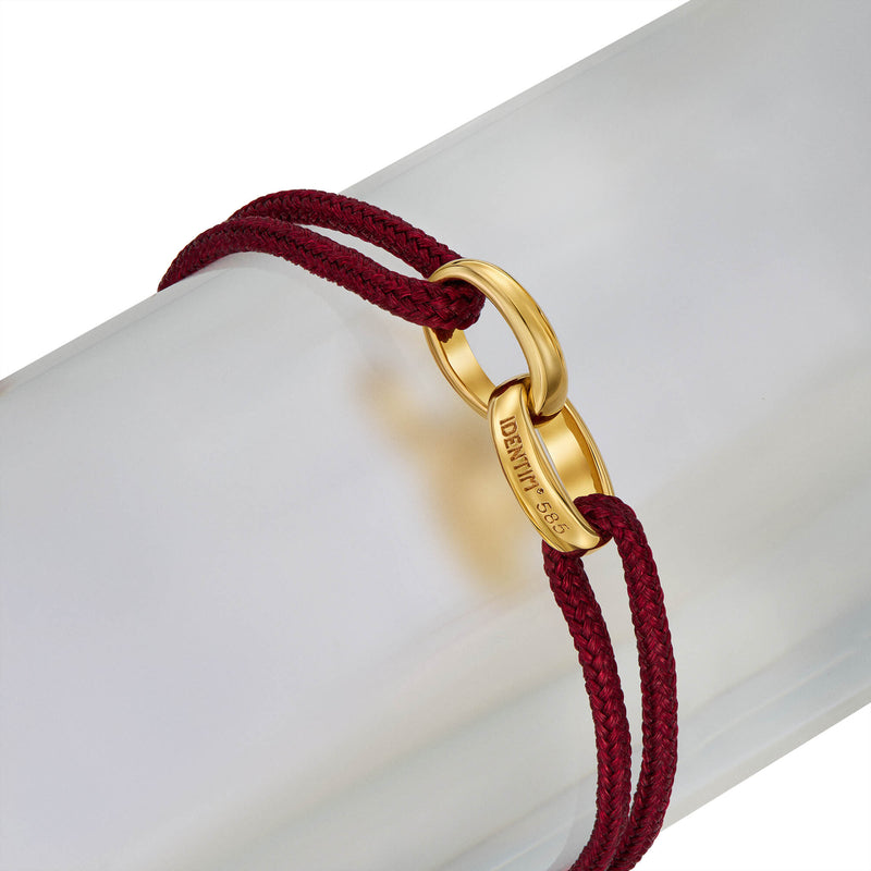 GLORY BRACELET BORDEAUX FABRIC BRACELET 585 GOLD