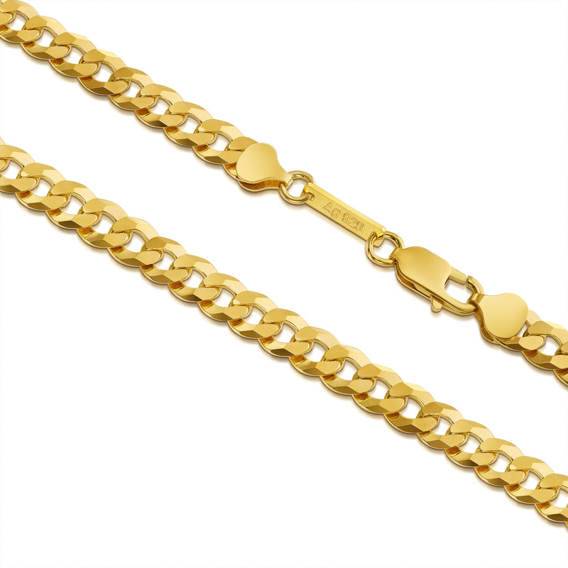 CURB CHAIN 925 SILVER 18 CARAT GOLD PLATED 7,80MM