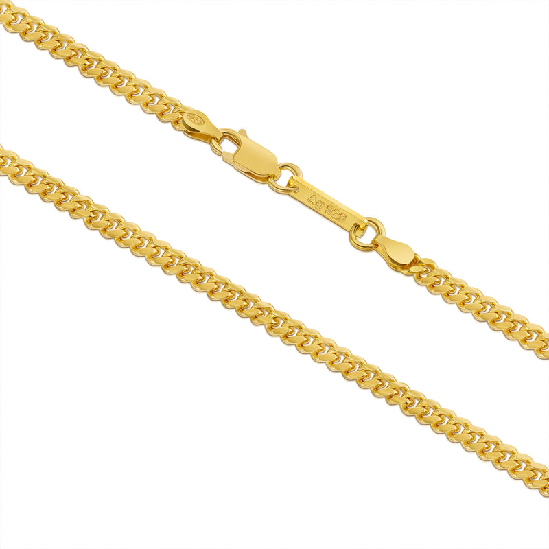 CURB CHAIN CUBAN 925 SILVER 18 CARAT GOLD PLATED 4,00MM