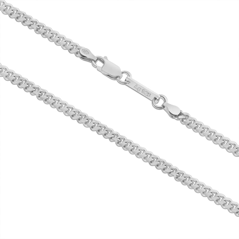CURB CHAIN CUBAN 925 SILVER RHODIUM PLATED 4,00MM