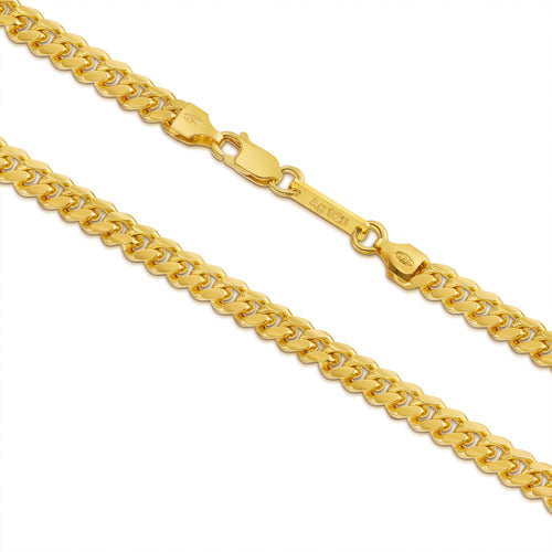 CURB CHAIN CUBAN BRACELET 5.30MM 925 SILVER 18 CARAT GOLD PLATED - IDENTIM®