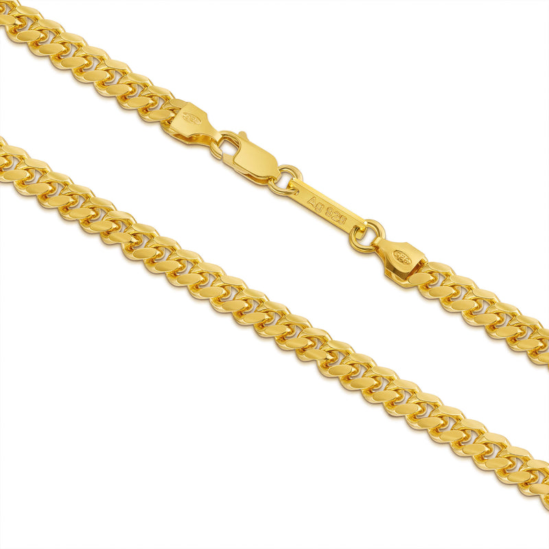 CURB CHAIN CUBAN 925 SILVER 18 CARAT GOLD PLATED 5,30MM