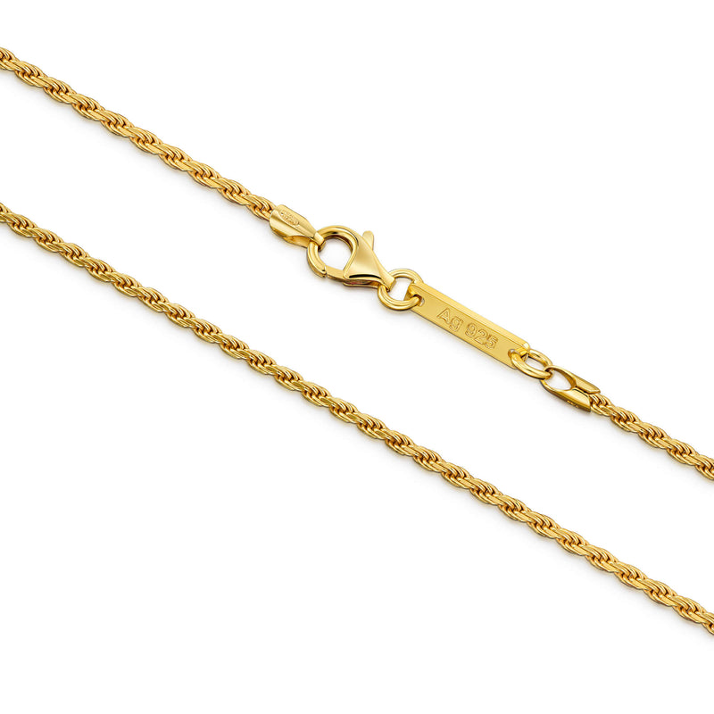 Cord chain 925 silver 18 carat gold-plated 2.00mm