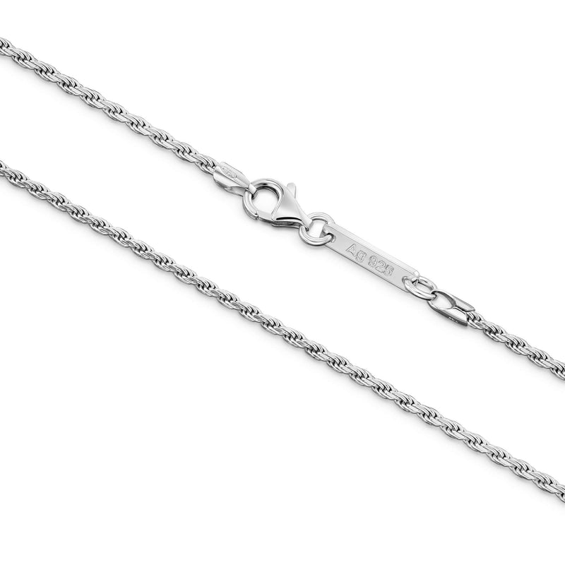 Cord necklace 925 silver rhodium-plated 2.00mm