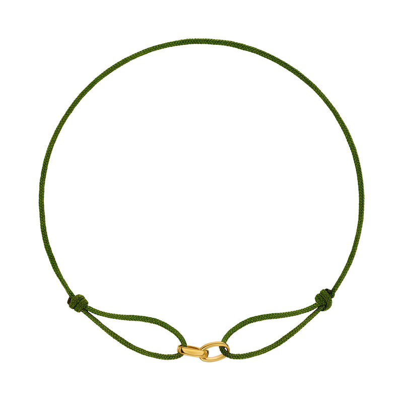 GLORY BRACELET OLIVE FABRIC BRACELET 585 GOLD