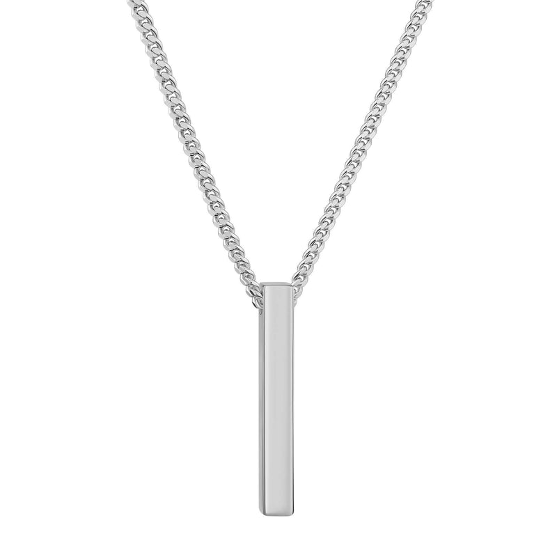 BAR NECKLACE POLISHED 925 SILVER RHODIUM PLATED
