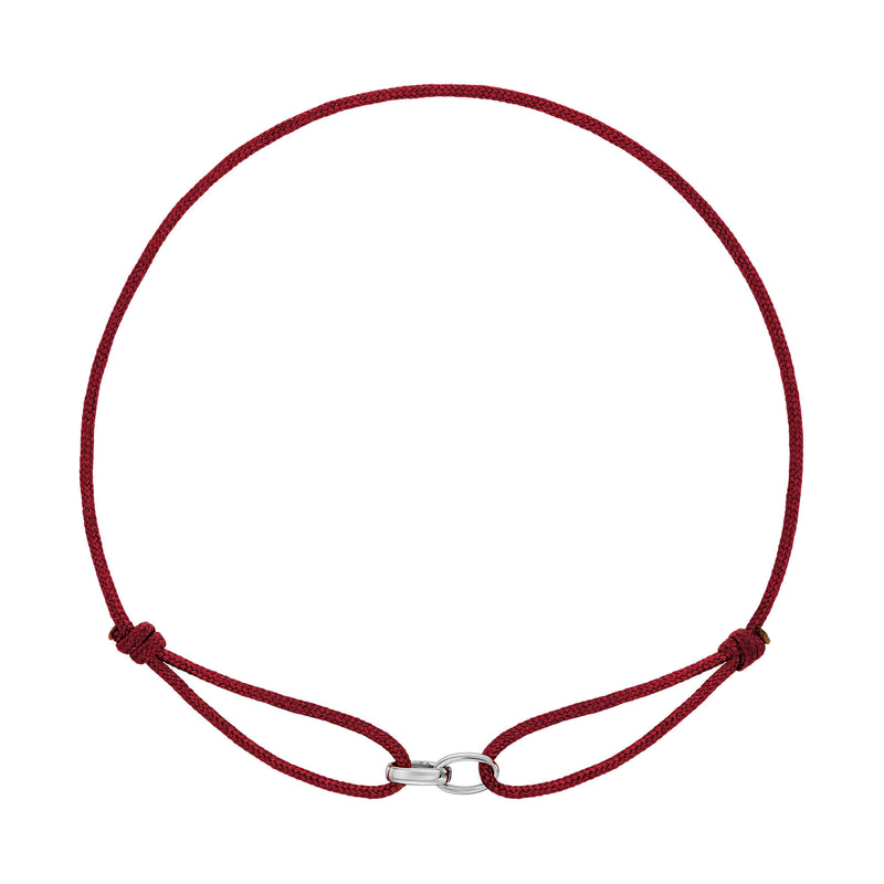 GLORY BRACELET BORDEAUX STOFFARBAND 585 WHITE GOLD
