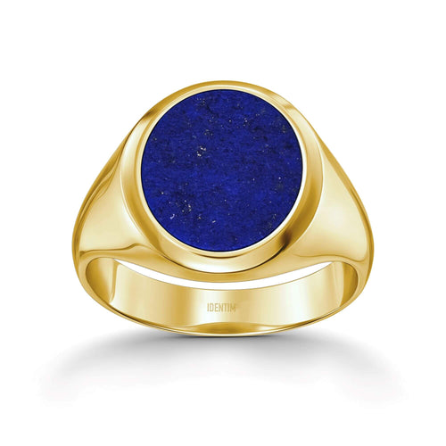 SIGNET RING LAPIS OVAL 585, 750 GOLD - IDENTIM®