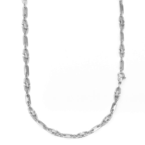 PLATTENKETTE STEIGBÜGELKETTE GOLD CHAIN 5,50MM 585 WHITE GOLD - IDENTIM®