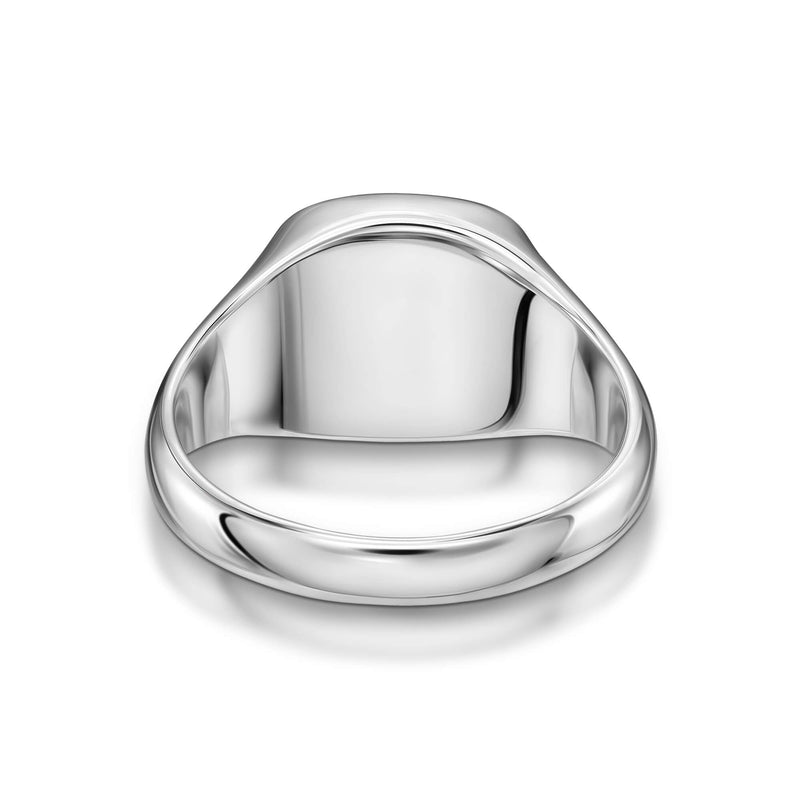 Signet ring brushed square 925 silver rhodium-plated