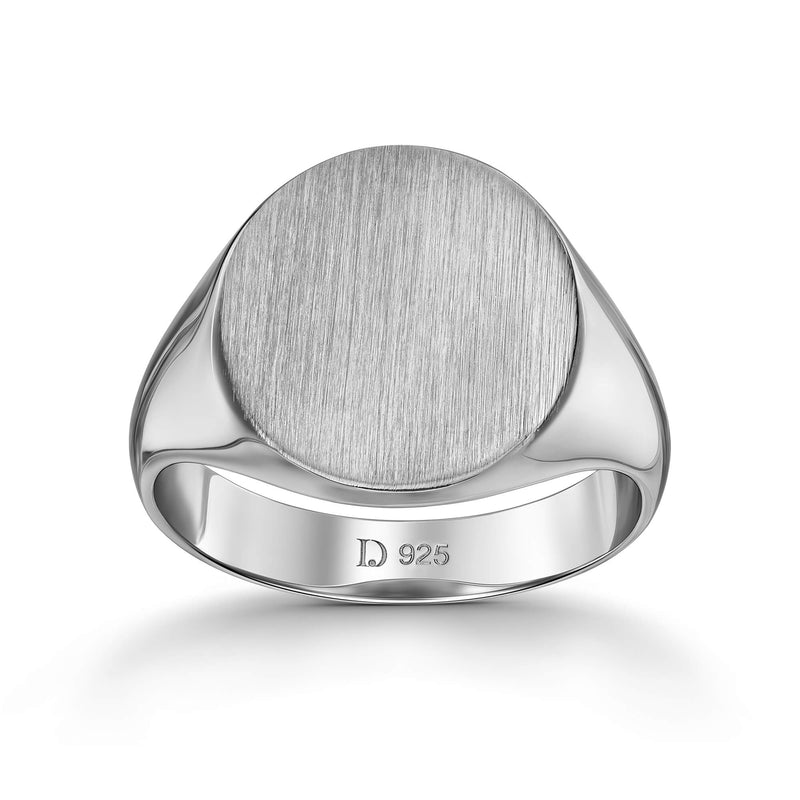 Signet ring brushed oval 925 silver rhodium-plated