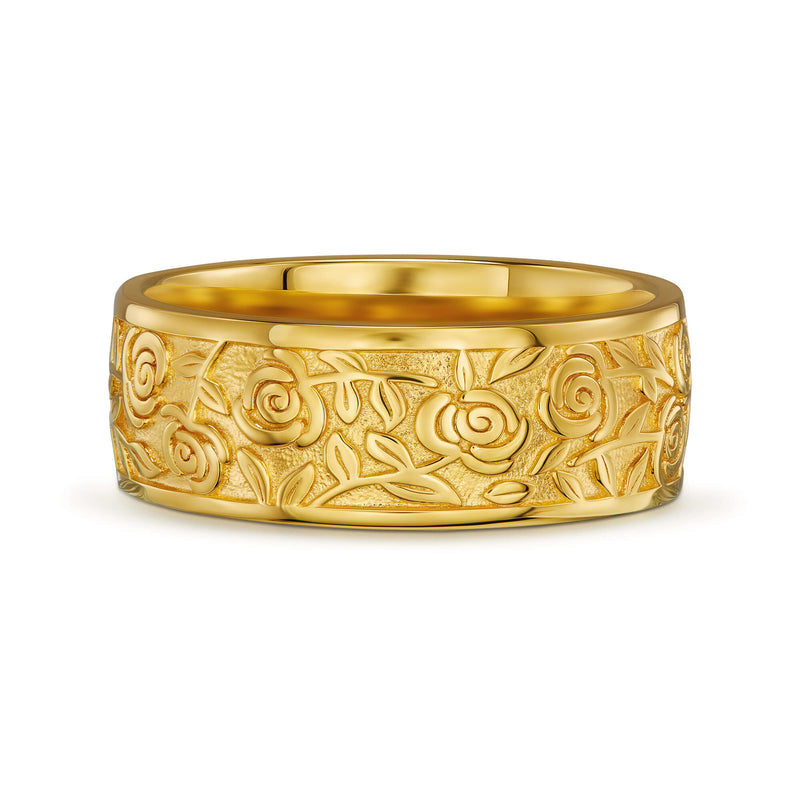 ROSE RING 925 SILVER 18 CARAT GOLD PLATED