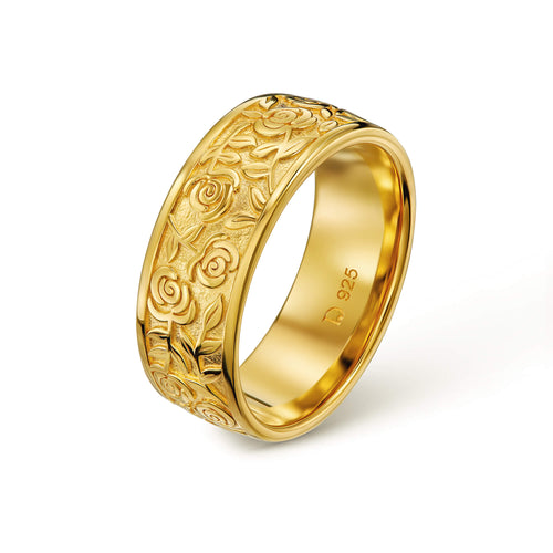 ROSE RING 925 SILVER 18 CARAT GOLD PLATED - IDENTIM®