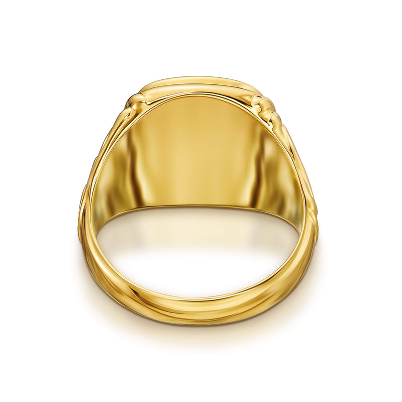 ART NOUVEAU SIGNET RING 925 SILVER 18 CARAT GOLD PLATED