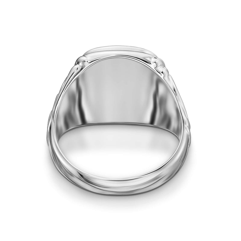 ART NOUVEAU SIGNET RING 925 SILVER RHODIUM-PLATED