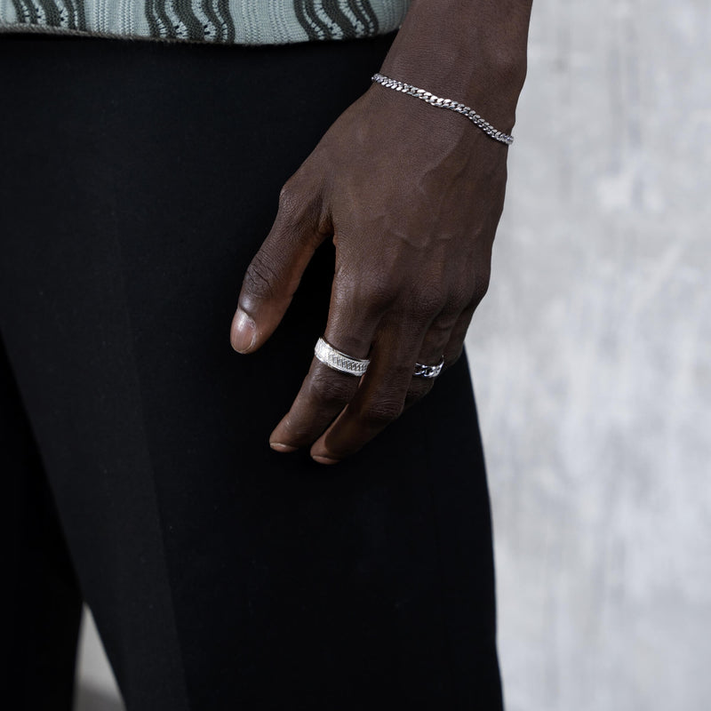 BOLD X RING 925 SILVER RHODIUM PLATED