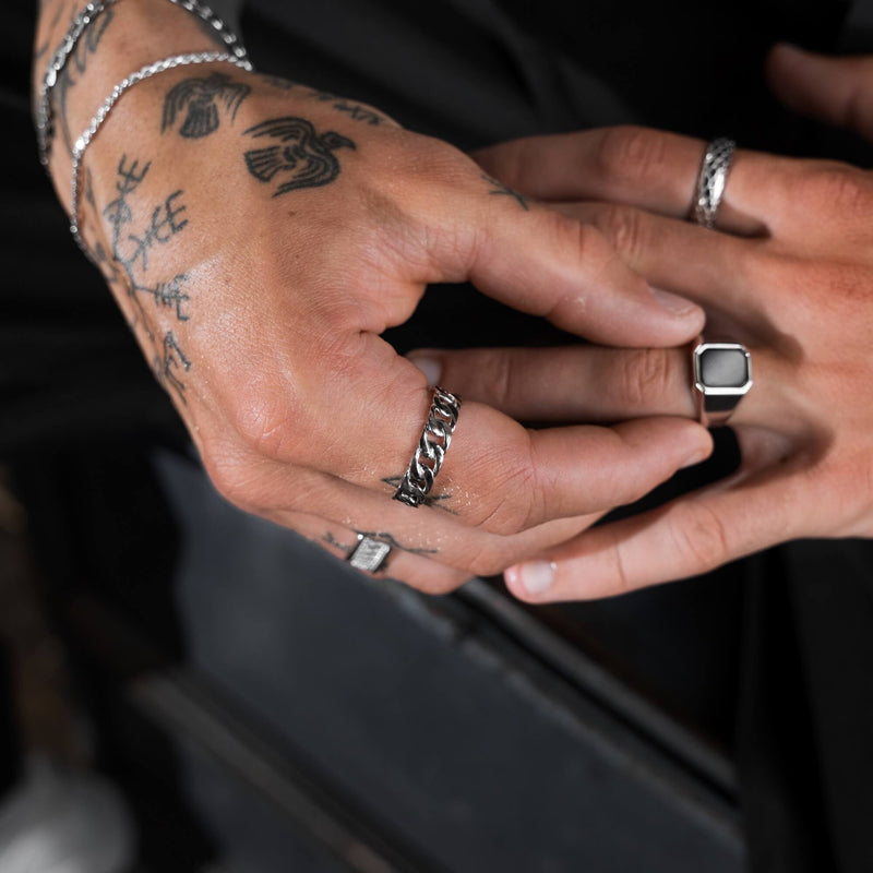 CUBAN/ARMOR RING 925 SILVER RHODIUM PLATED