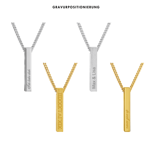 BAR NECKLACE 925 SILVER 18 CARAT GOLD PLATED - IDENTIM®