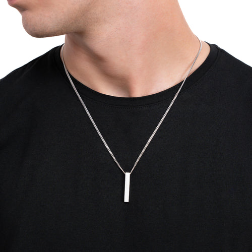 BAR NECKLACE 925 SILVER RHODIUM PLATED - IDENTIM®