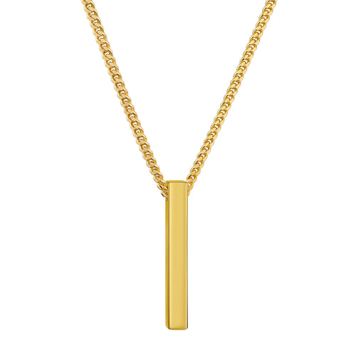 BAR NECKLACE POLISHED 925 SILVER 18 CARAT GOLD PLATED - IDENTIM®
