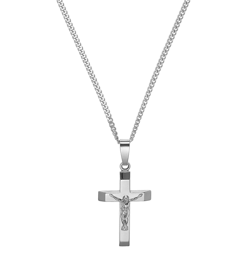 CROSS BODY NECKLACE 925 SILVER RHODIUM PLATED