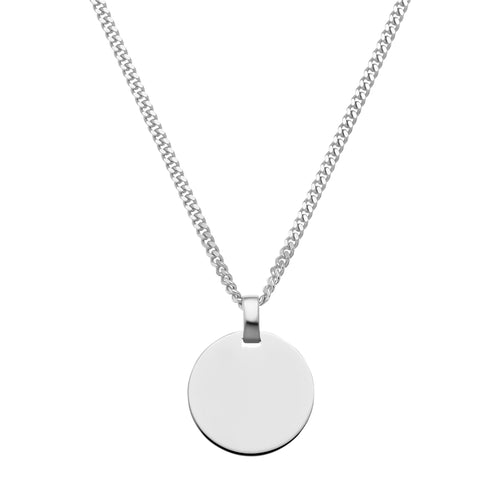 ENGRAVING PLATE ROUND NECKLACE 925 SILVER RHODIUM PLATED - IDENTIM®