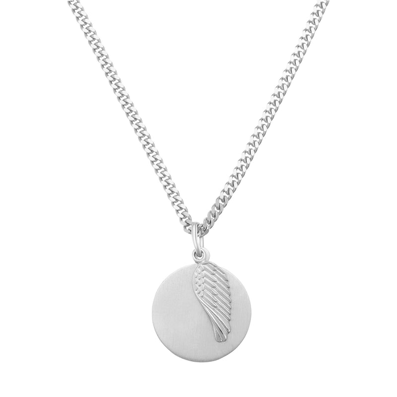 WING ENGRAVING PLATE NECKLACE 925 SILVER RHODIUM PLATED