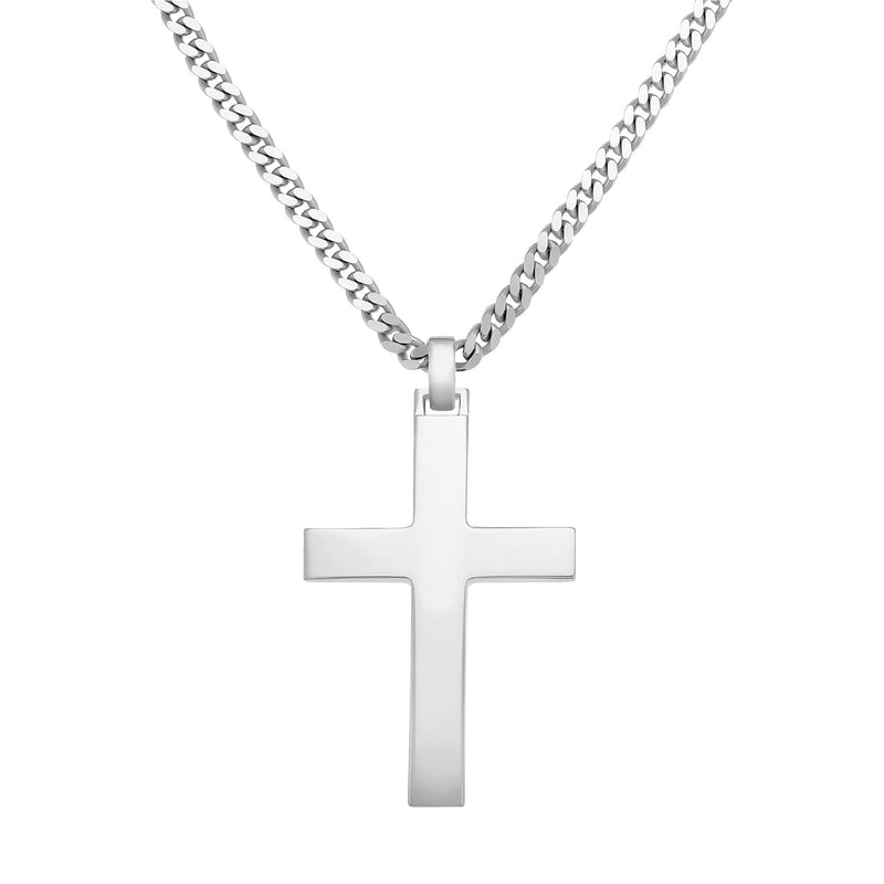CROSS NECKLACE POLISHED 925 SILVER RHODIUM PLATED