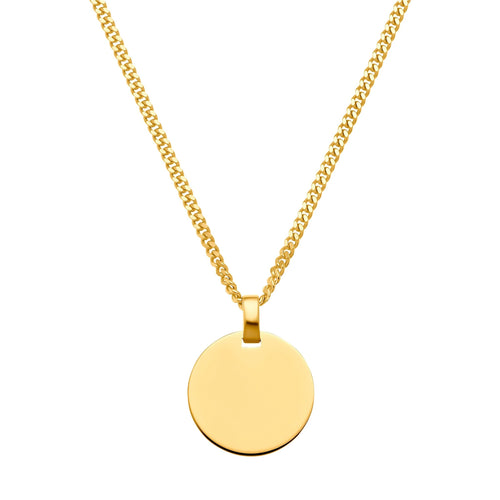 ENGRAVING PLATE ROUND NECKLACE 925 SILVER 18 CARAT GOLD PLATED - IDENTIM®