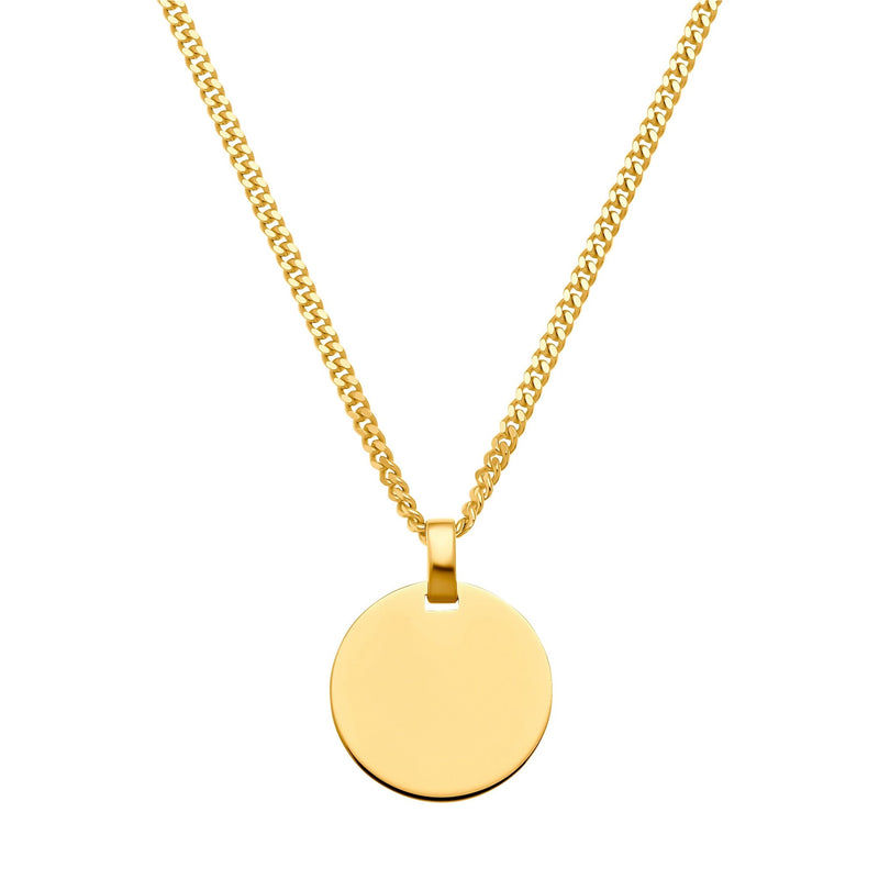 ENGRAVING PLATE ROUND NECKLACE 925 SILVER 18 CARAT GOLD PLATED