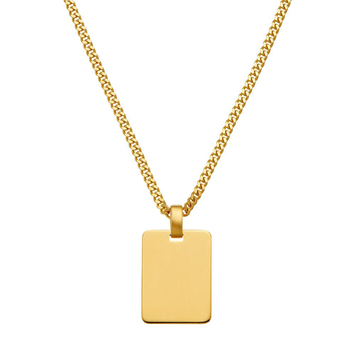 engraving plate rectangular necklace large 925 silver 18 carat gold-plated - IDENTIM®