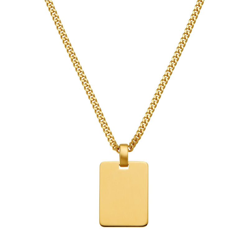 engraving plate rectangular necklace large 925 silver 18 carat gold plated