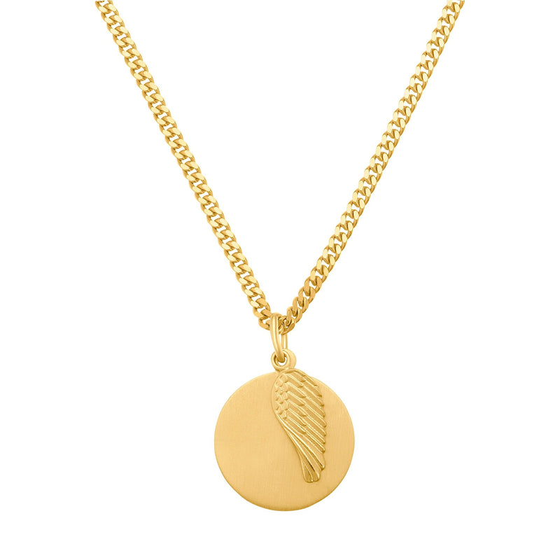 WING ENGRAVING PLATE NECKLACE 925 SILVER 18 CARAT GOLD PLATED