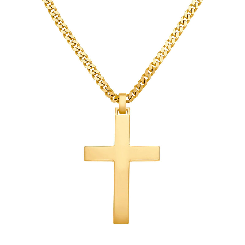CROSS NECKLACE POLISHED 925 SILVER 18 CARAT GOLD PLATED