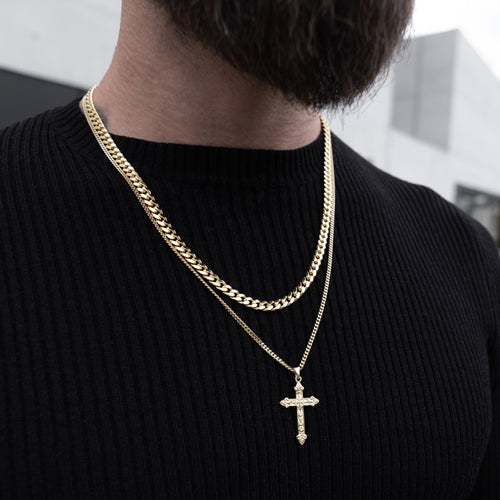 CROSS NECKLACE ORNAMENTS 925 SILVER 18 CARAT GOLD PLATED - IDENTIM®