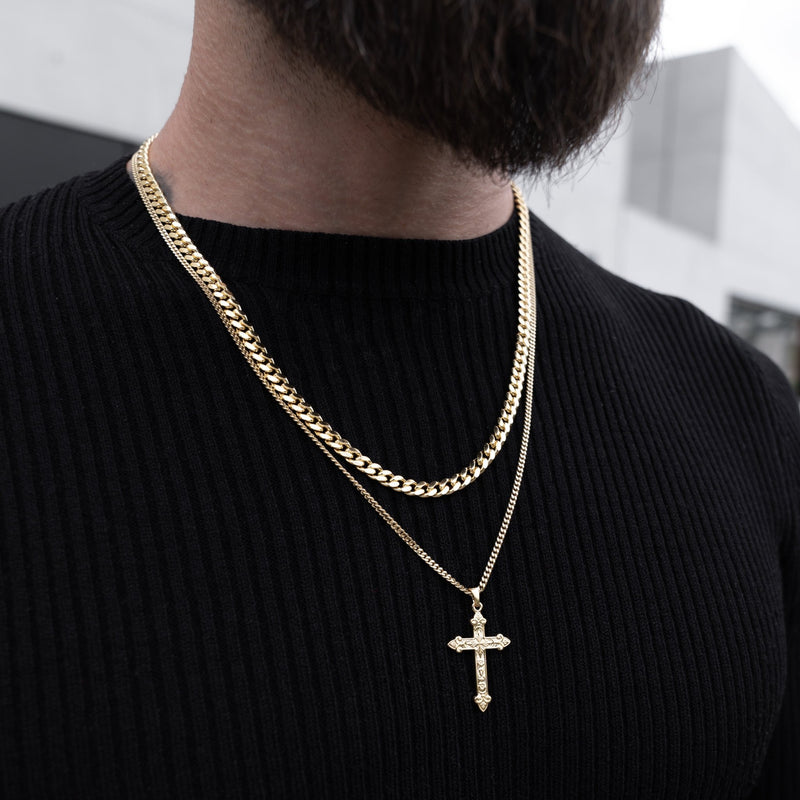 CROSS NECKLACE ORNAMENTS 925 SILVER 18 CARAT GOLD PLATED
