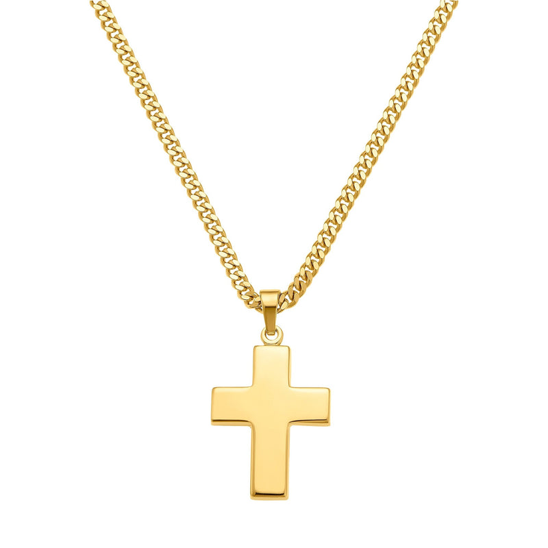 CROSS NECKLACE POLISHED 925 SILVER 18 CARAT GOLD PLATED