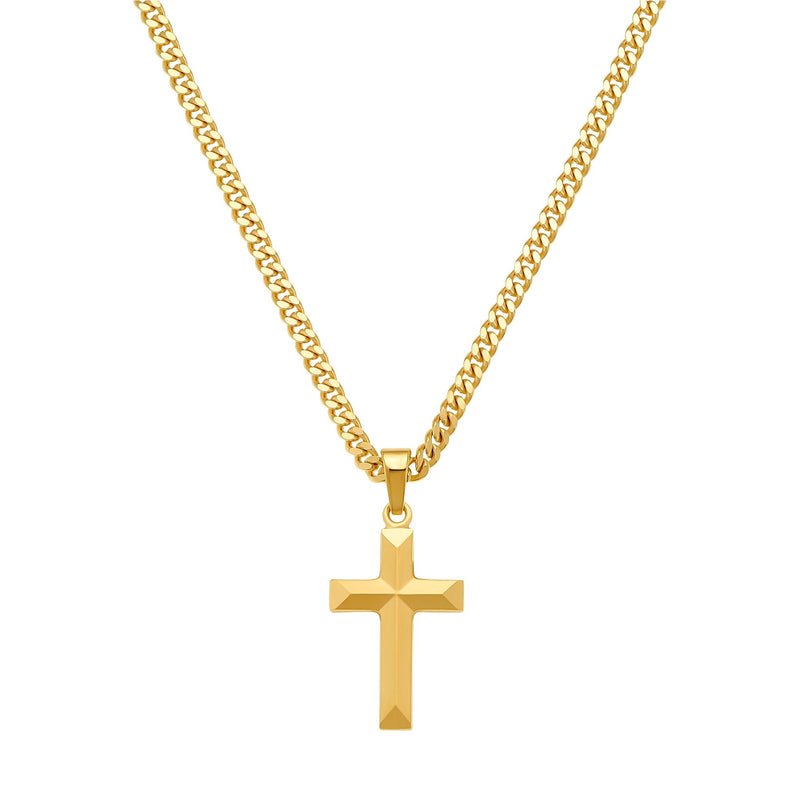 CROSS NECKLACE DIAMOND CUT 925 SILVER 18 CARAT GOLD PLATED