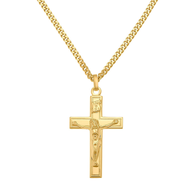 CROSS CRUCIFIX NECKLACE 925 SILVER 18 CARAT GOLD PLATED