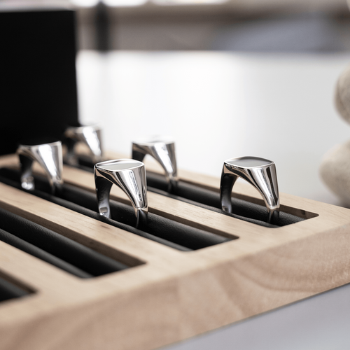 SIGNET RING ONYX SQUARE 925 SILVER RHODIUM-PLATED - IDENTIM®