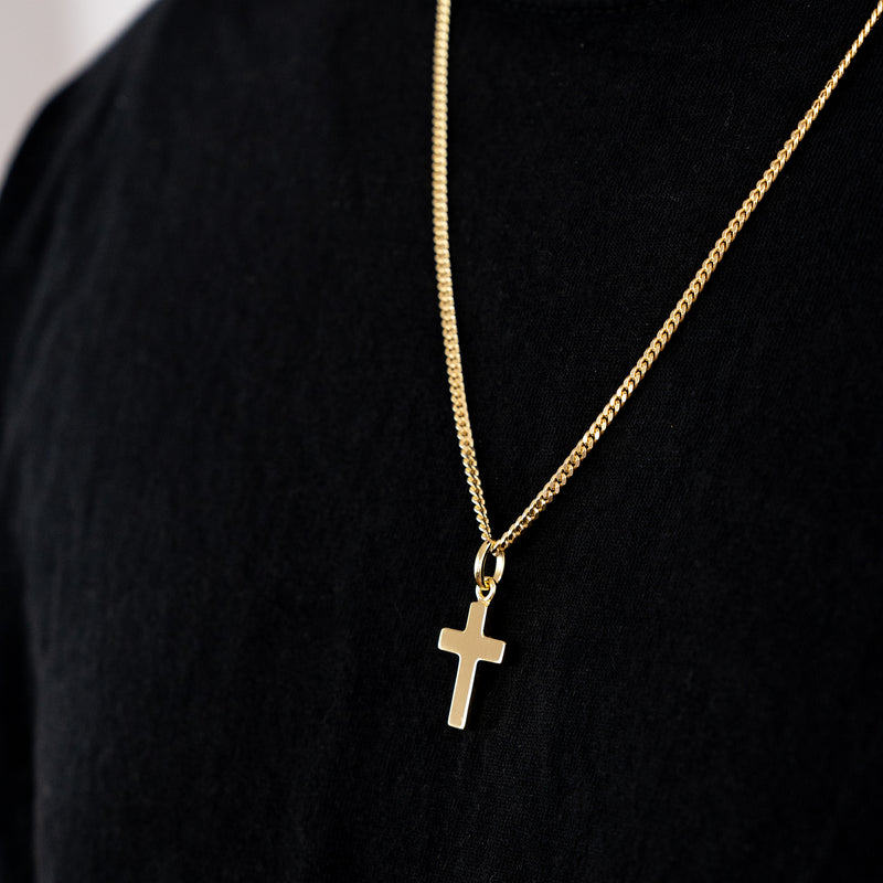 CROSS NECKLACE 925 SILVER 18 CARAT GOLD PLATED