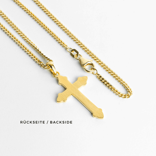 CROSS NECKLACE ORNAMENTS 925 SILVER 18 CARAT GOLD PLATED - IDENTIM®