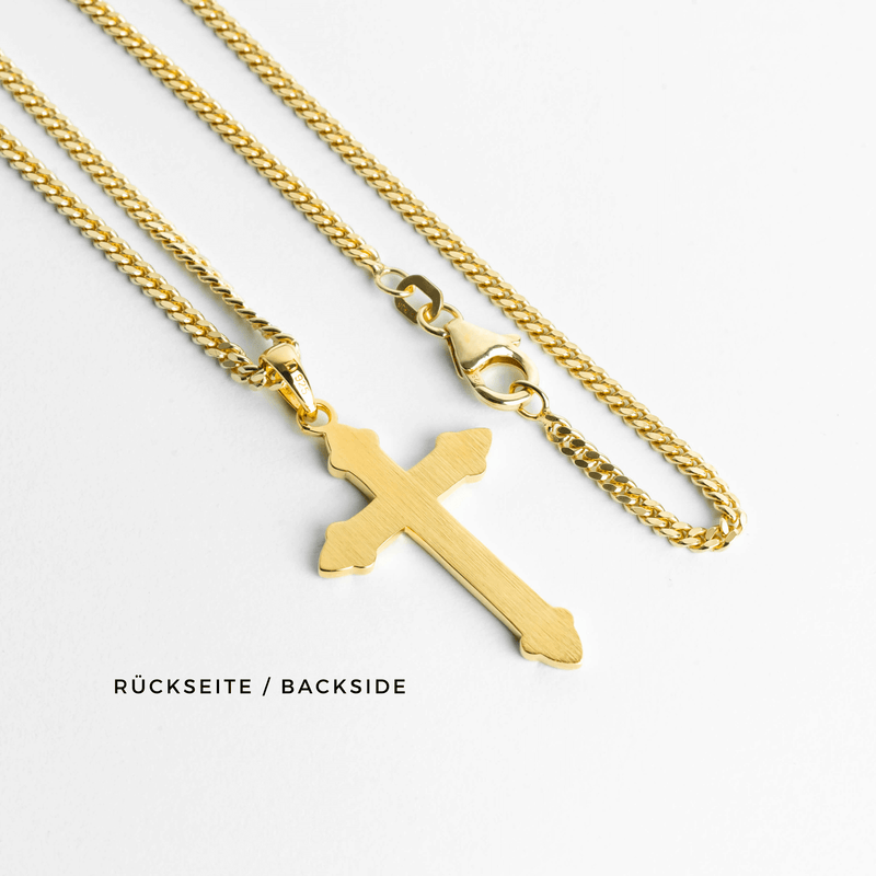 CROSS NECKLACE ORNAMENTS 925 SILVER 18 CARAT GOLD PLATED
