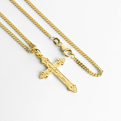 CROSS NECKLACE ORNAMENTS 925 SILVER 18 CARAT GOLD PLATED - IDENTIM®