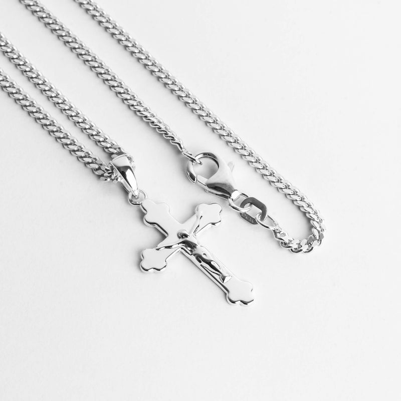 CROSS BODY NECKLACE 925 SILVER RHODIUM PLATED