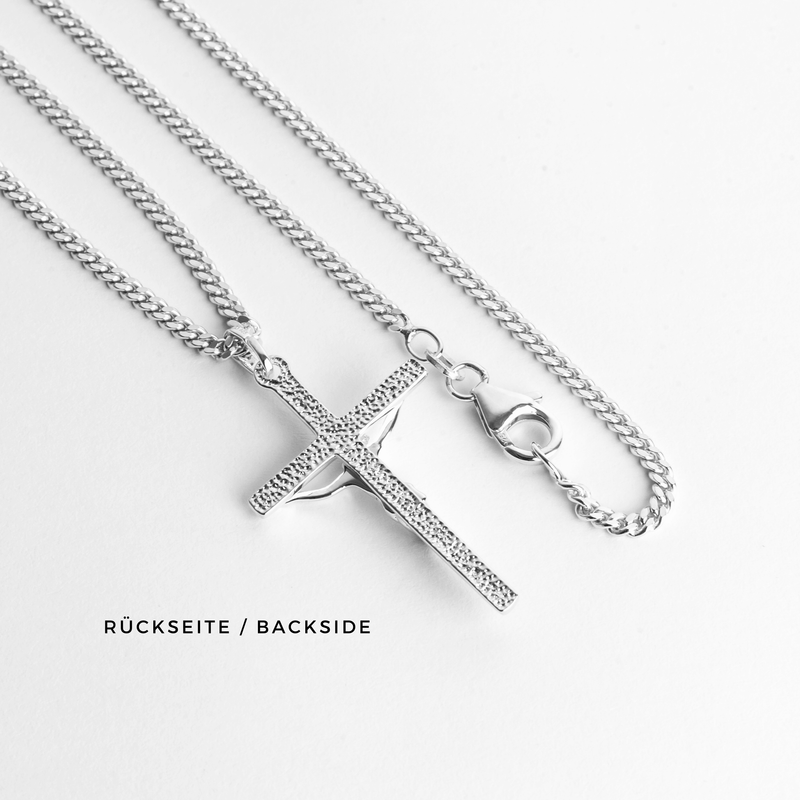 CROSS BODY NECKLACE 925 SILVER RHODIUM PLATED