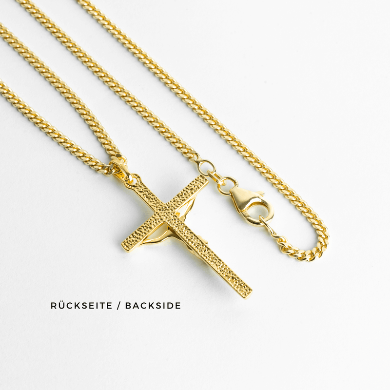 CROSS BODY NECKLACE 925 SILVER 18 CARAT GOLD PLATED